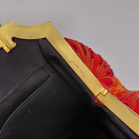 Vtg Judith Leiber Minaudière Bag Purse 70s 80s Gold Comb & Mirror Italy crystals - Picture 7 of 11